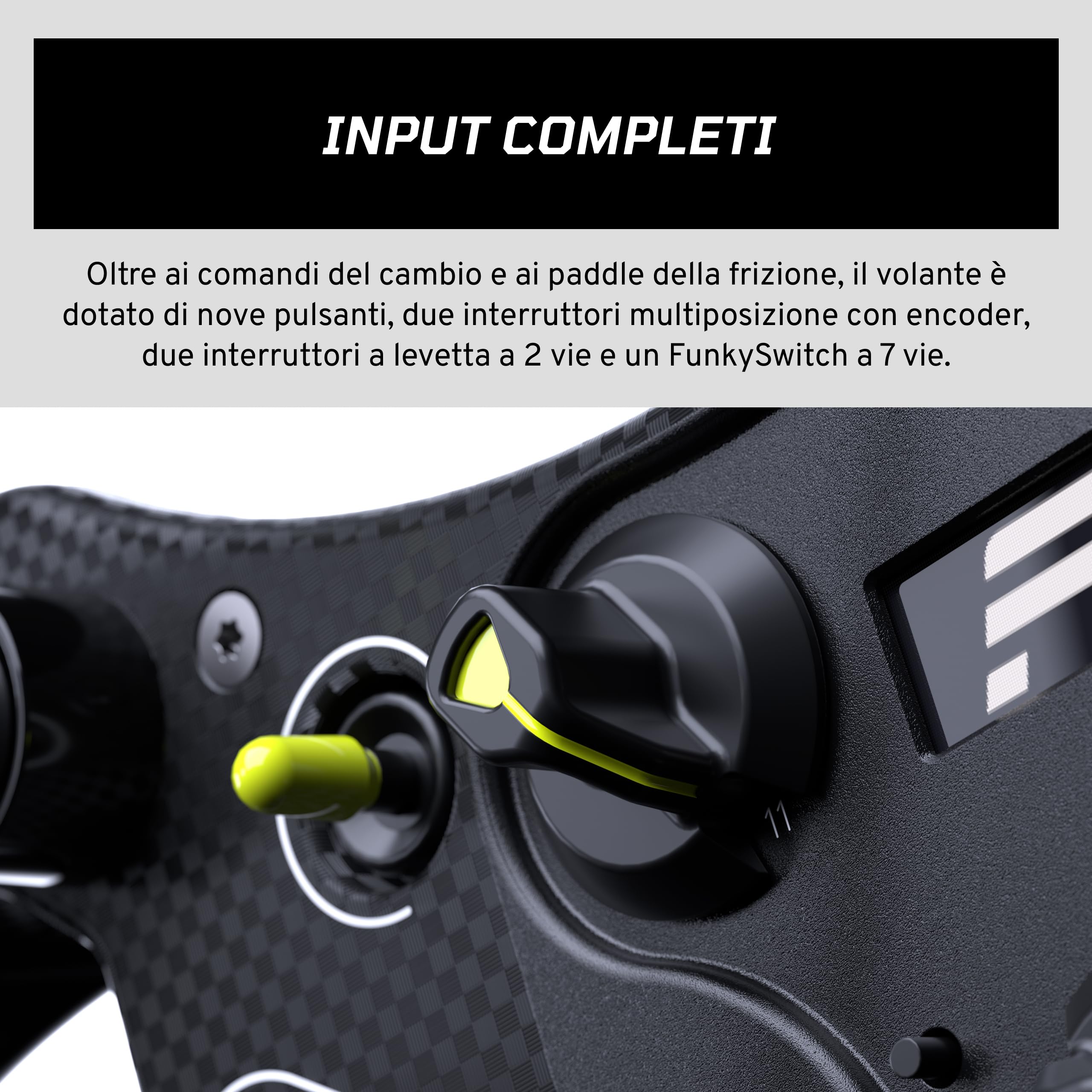 FANATEC Sim Racing CSL GT3 Volante PC Xbox Impugnature Sovrastampate Comandi Magnetici Personalizzati Paddle Analogici Display OLED QR2 Lite