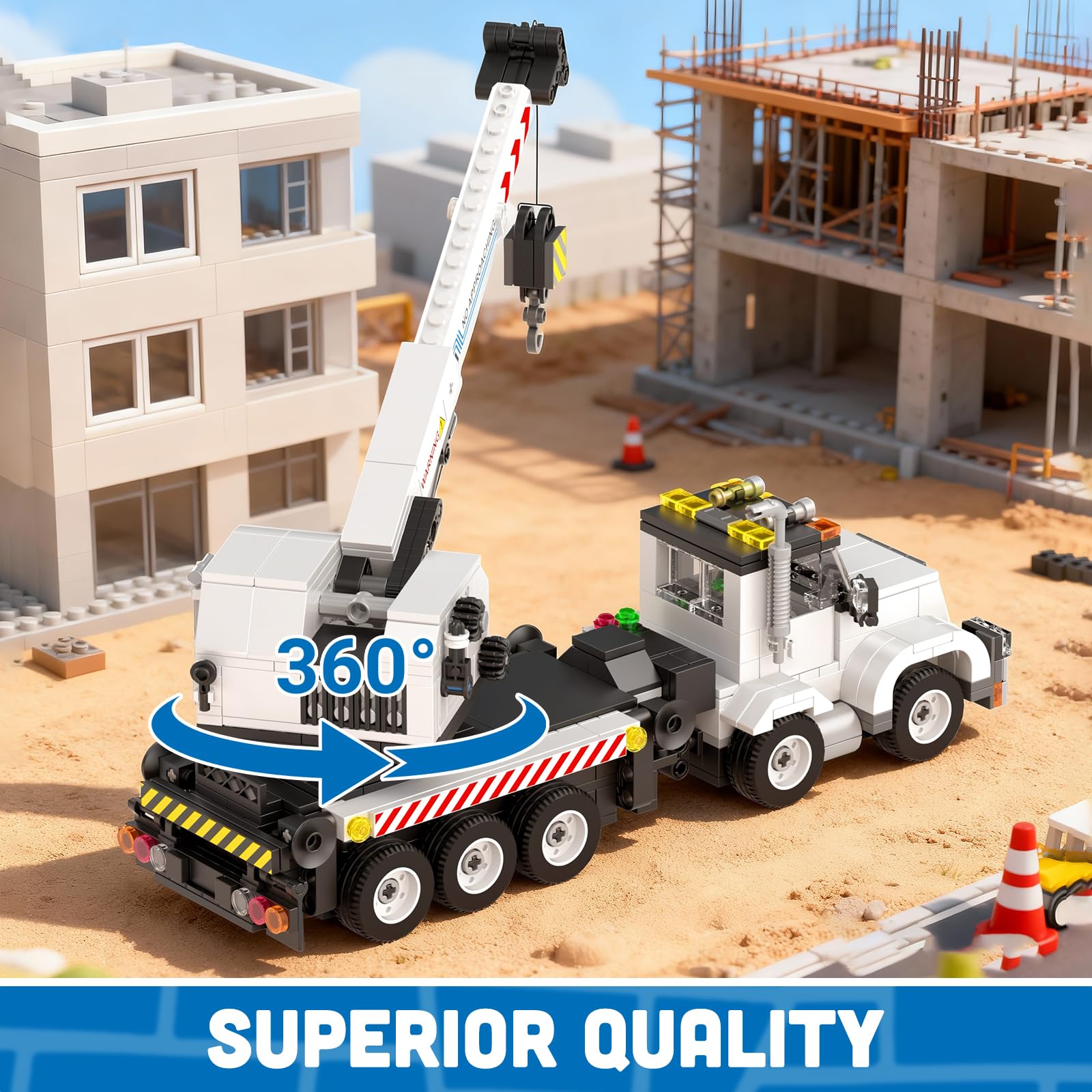 Mould King City 24092 Blocs de construction de grue mécanique - Version statique - Grue de construction - Blocs de serrage - Camion de grue - Jouet - Cadeau pour enfants à partir de 8 ans (670 pièces)
