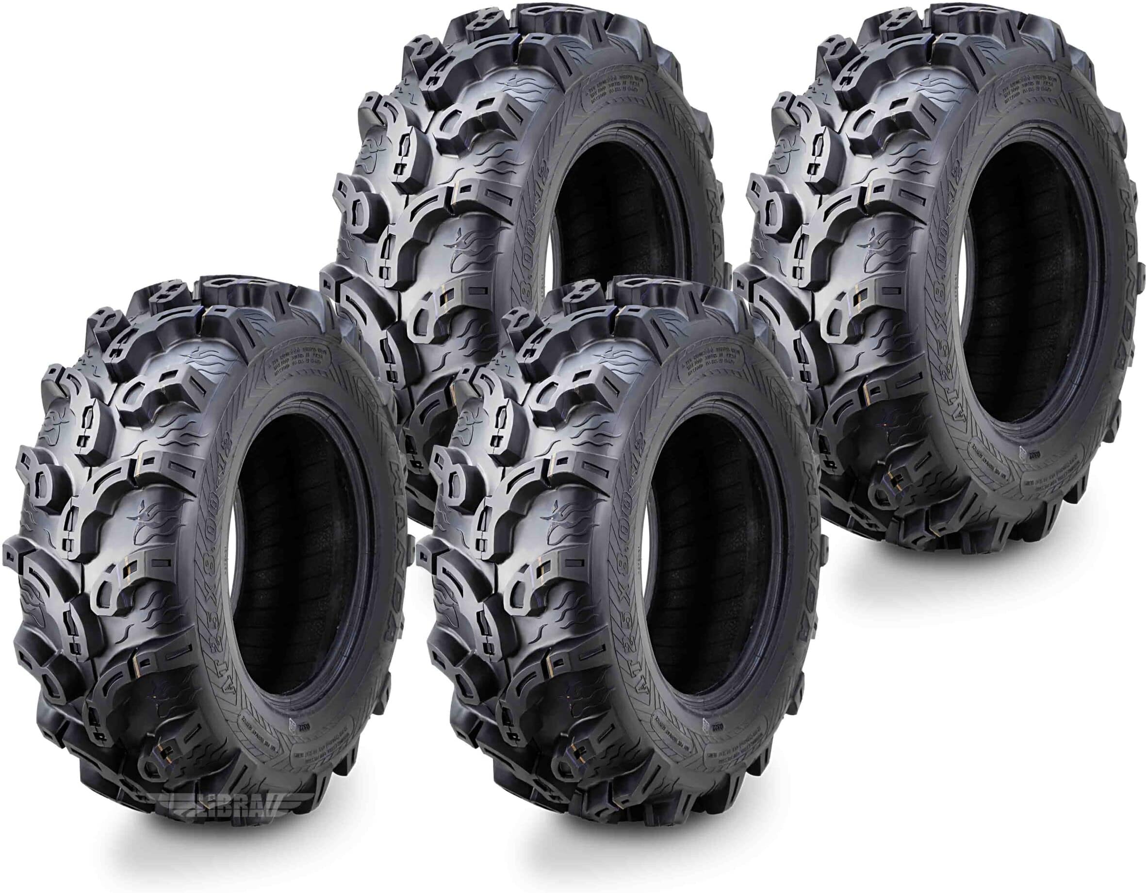 WANDA Set 4 Premium ATV/UTV tires 25x8-12 25x8x12 Front & Rear Super Lug Mud