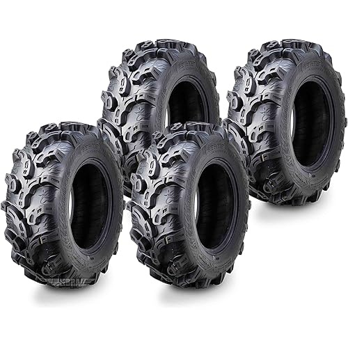 WANDA Set 4 Premium ATV/UTV tires 25x8-12 25x8x12 Front & Rear Super Lug Mud