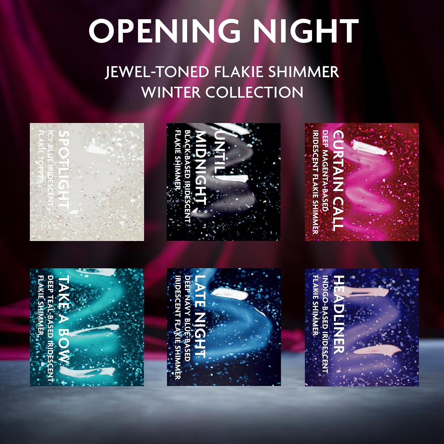 ILNP Opening Night Collection - Jewel-Toned Flakie Shimmer Nail Polishes