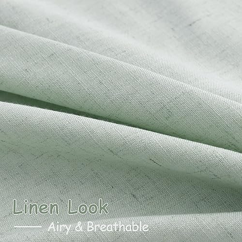 Miniatura 5 de Cortinas de lino verde aguamarina de 90 pulgadas de largo, juego de 2 paneles para dormitorio, sala de estar, cortinas de ventana con textura de
