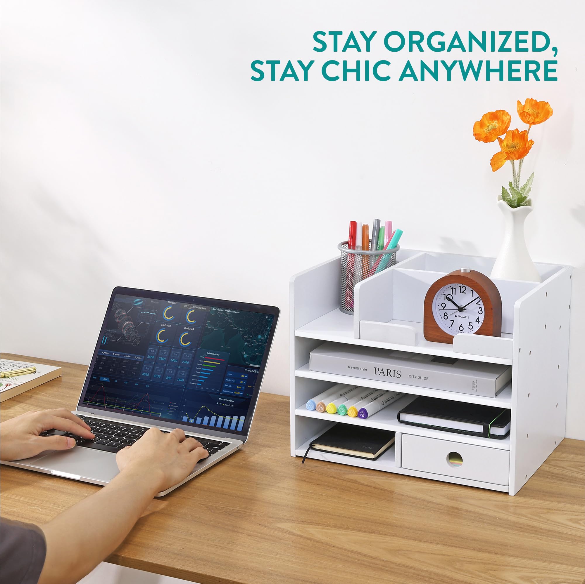 Supporto Porta Biglietti Da Visita In Legno - 4 Livelli, 20x15cm, Per Ufficio, Fiere, Scrivania - Foto 6