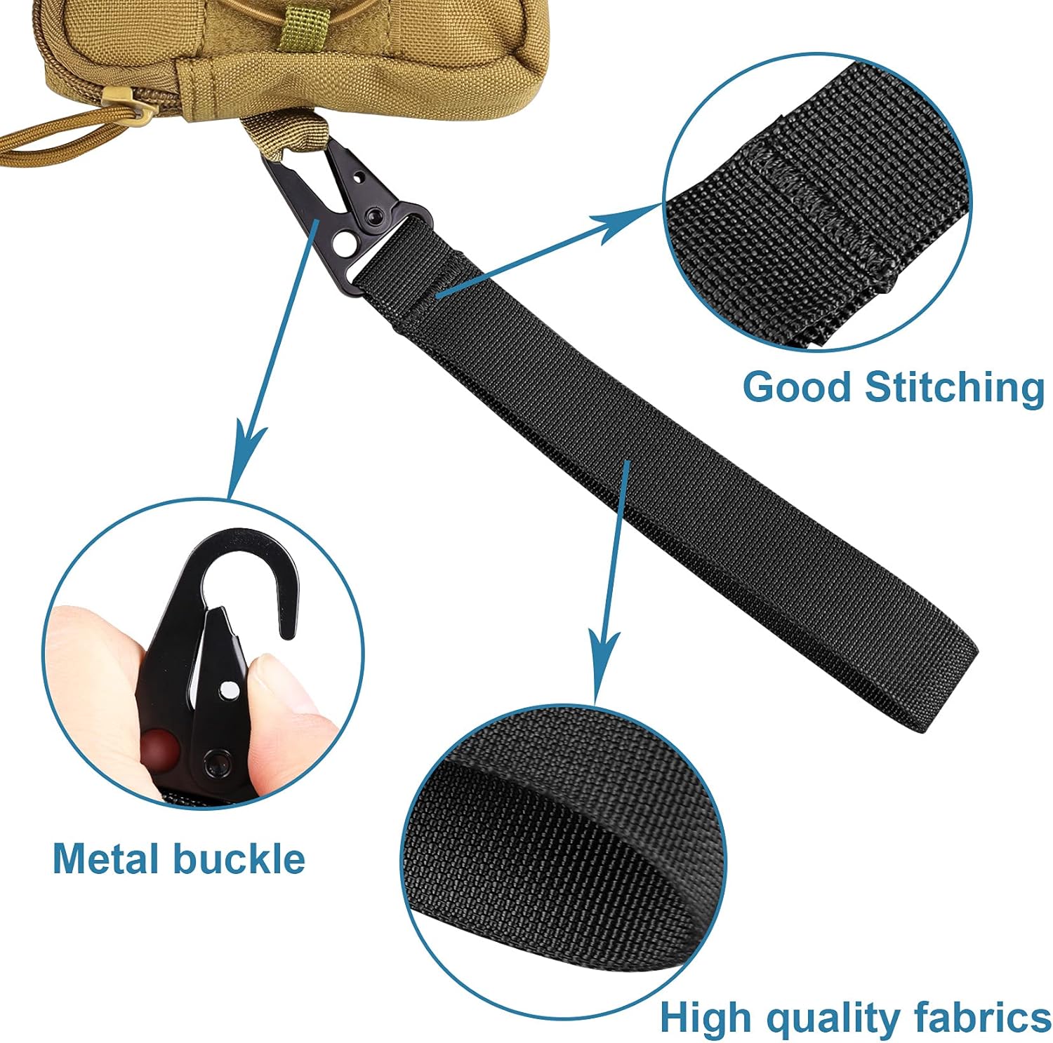 XTACER Tactical 1-inch Wristlet Keychain Strap Hand Wrist Lanyard Key Chain Holder for Key (PACK of 4) (Black) - Image 9