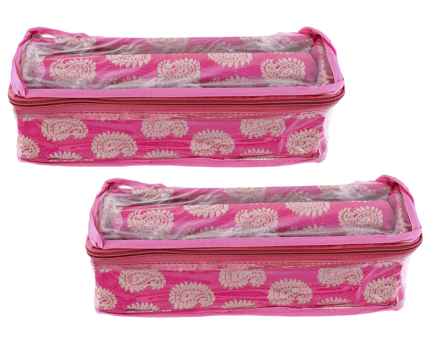 Kuber Industries Carry Design Laminated 1 Rod Box, Organizer For Bangle, Watches, Bracelets, Jewellery With Tranasparent Top - Pack of 2 (Pink)-47KM0100