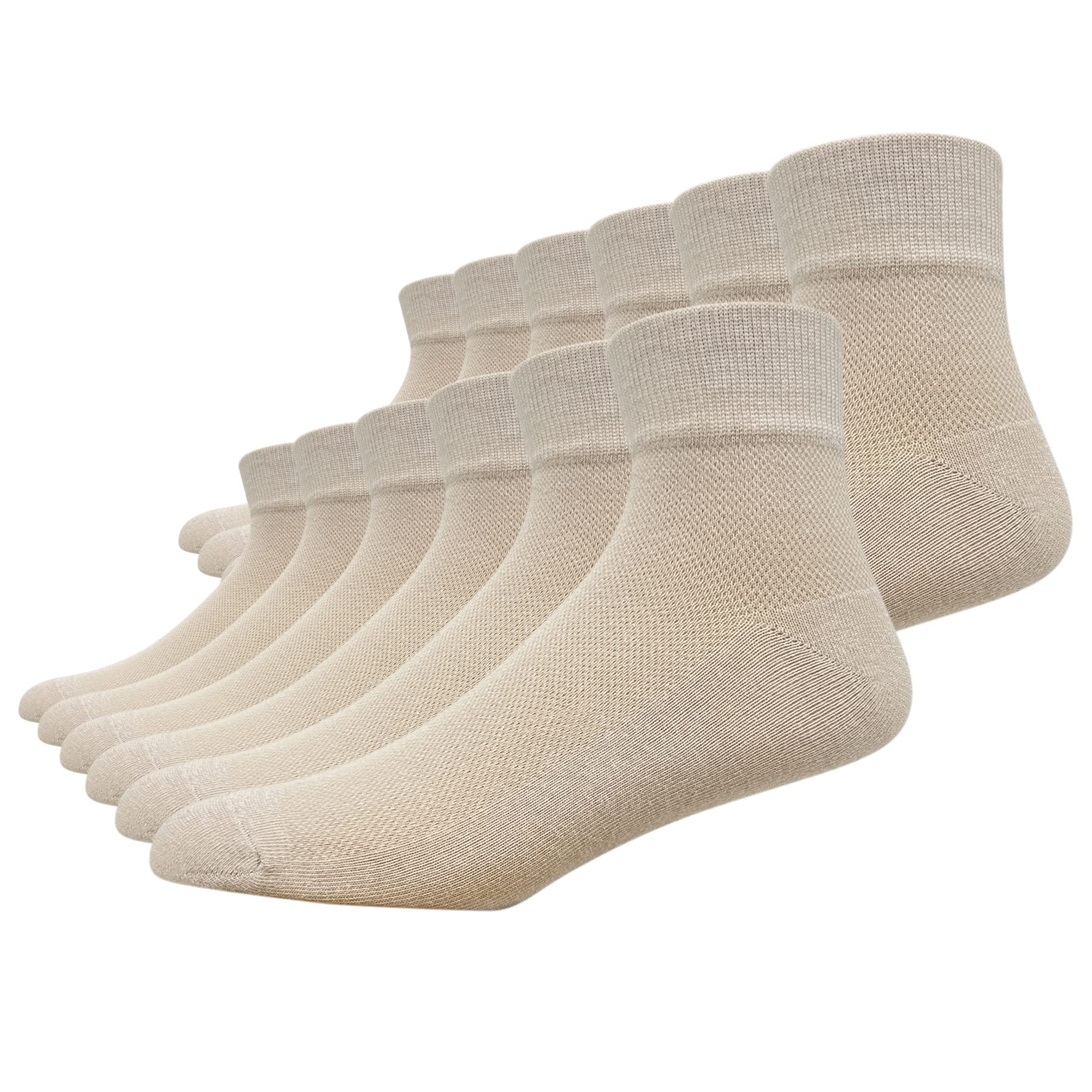 HaloYIYIMen's Ankle Socks Thin Low Cut Mesh Breathable Cotton Comfortable Soft Tan Big & Tall, 6 Pairs