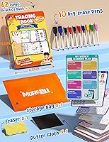 Vista 6 de Preschool Learning Activities Educational Workbook, 62 Reusable Pages Pre Kindergarten Workbooks, Number Letter Tracing Books for Kids, Autism