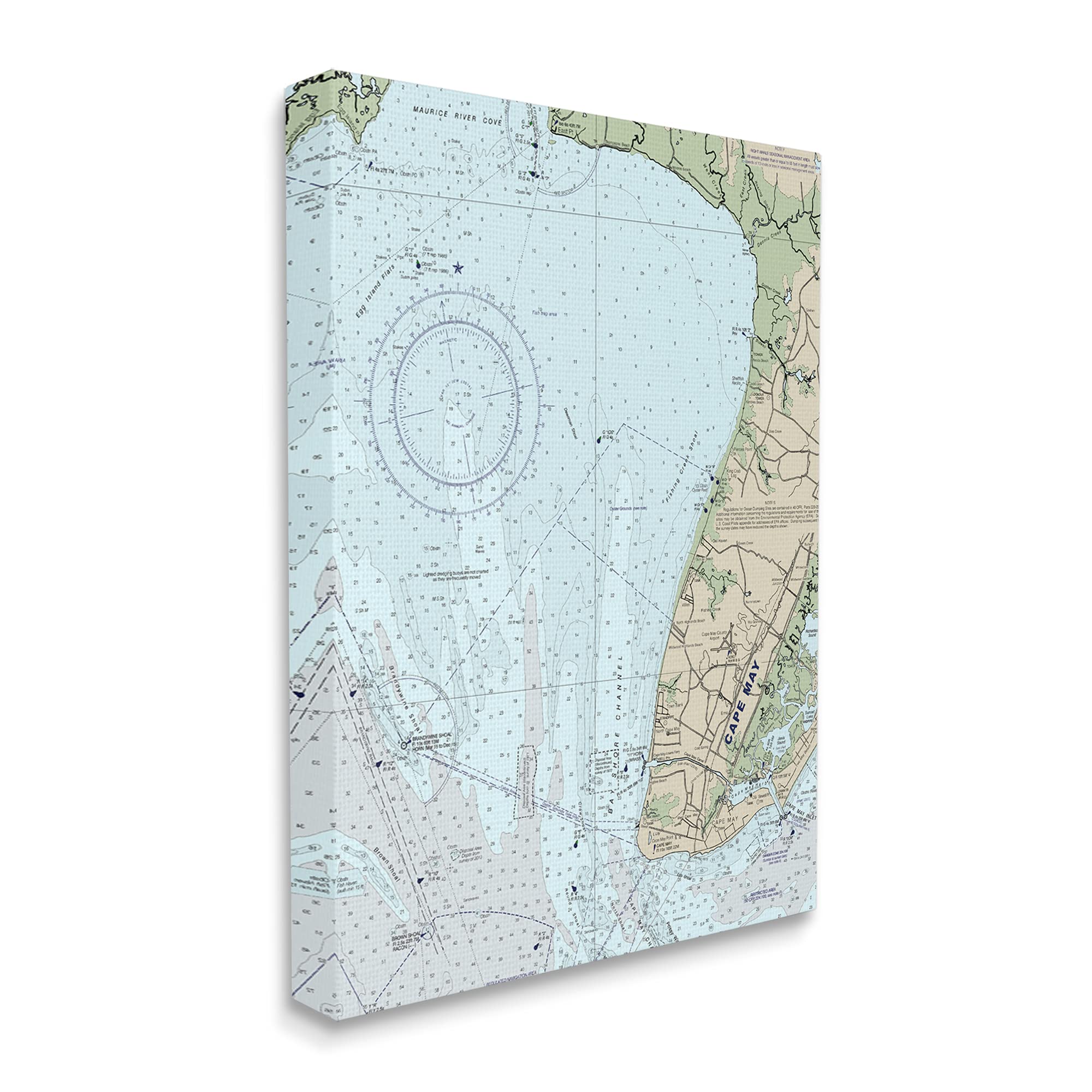 Stupell Industries Cape May New Jersey Nautical Map Traditional Cartography, Designed by Daphne Polselli Canvas Wall Art, 24 x 30, Grey