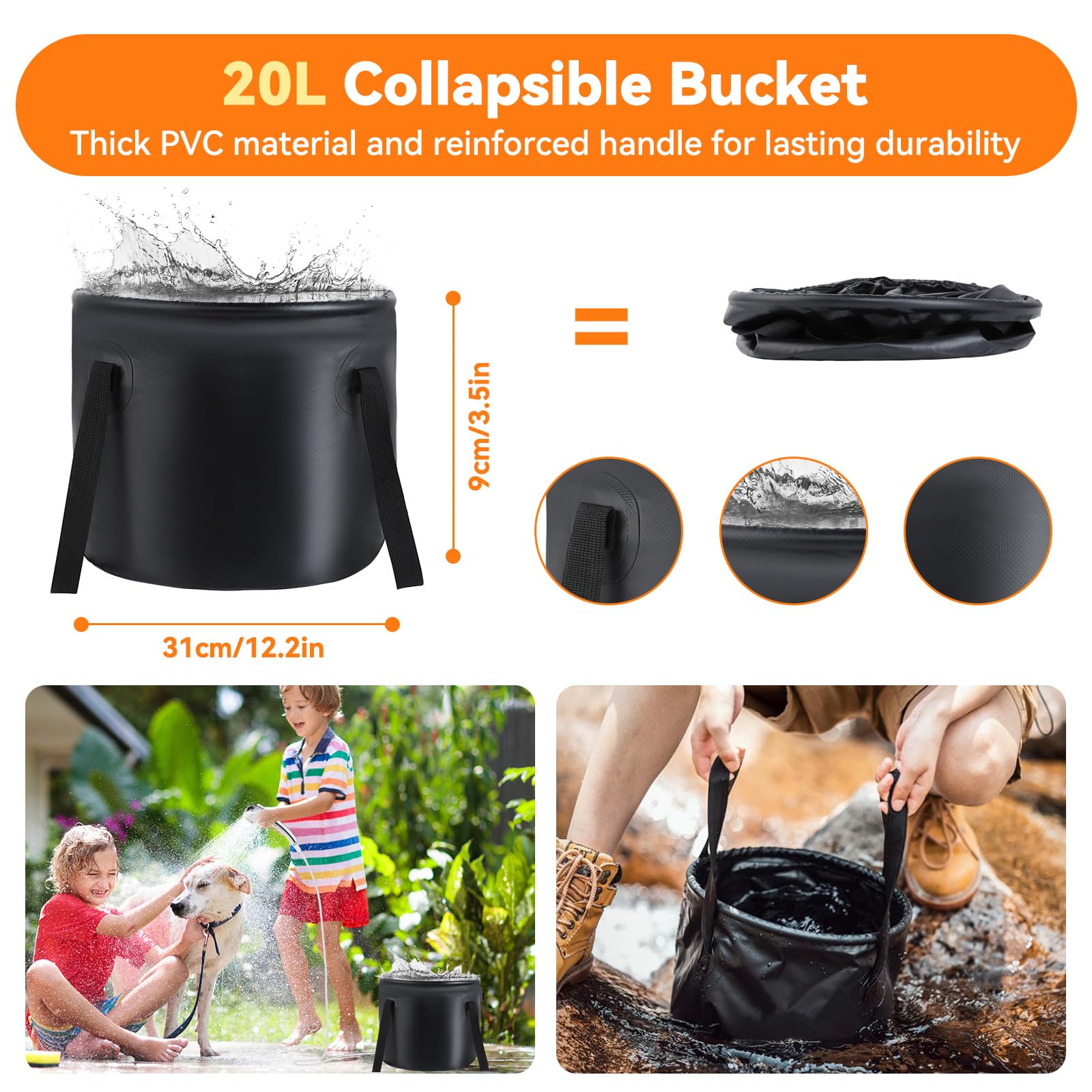 Douche de camping portable, 7800 mAh rechargeable avec chauffage, écran LED intelligent, étanchéité IPX8, idéale pour le camping en plein air, les voyages, le lavage de voiture, le bain des