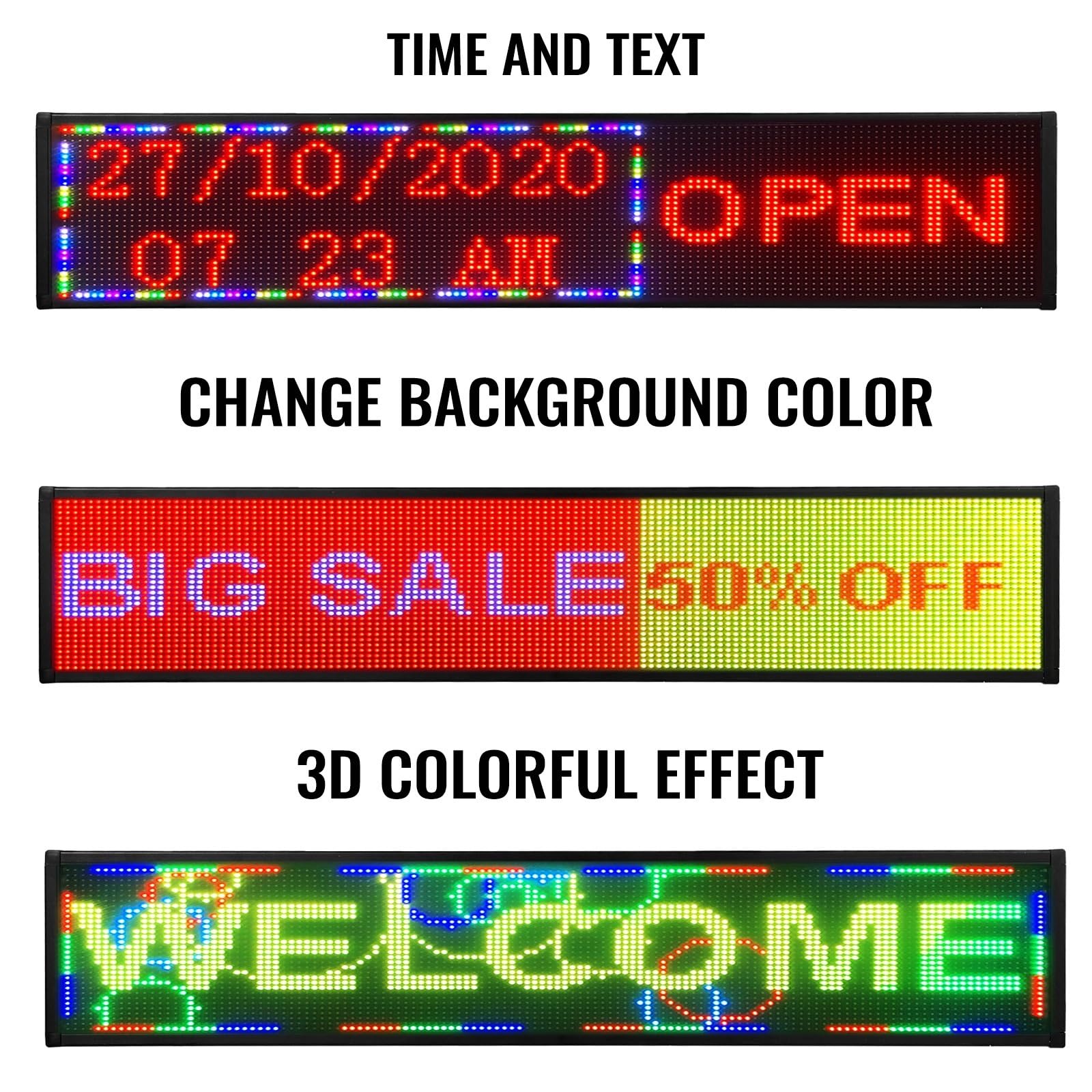 P10 LED-Laufschild, 96,5 x 16, cm, vollfarbig, rollende Informationstexte, Nachrichtentafel, WLAN, programmierbare digitale Anzeige Für Heimwerkerprojekte