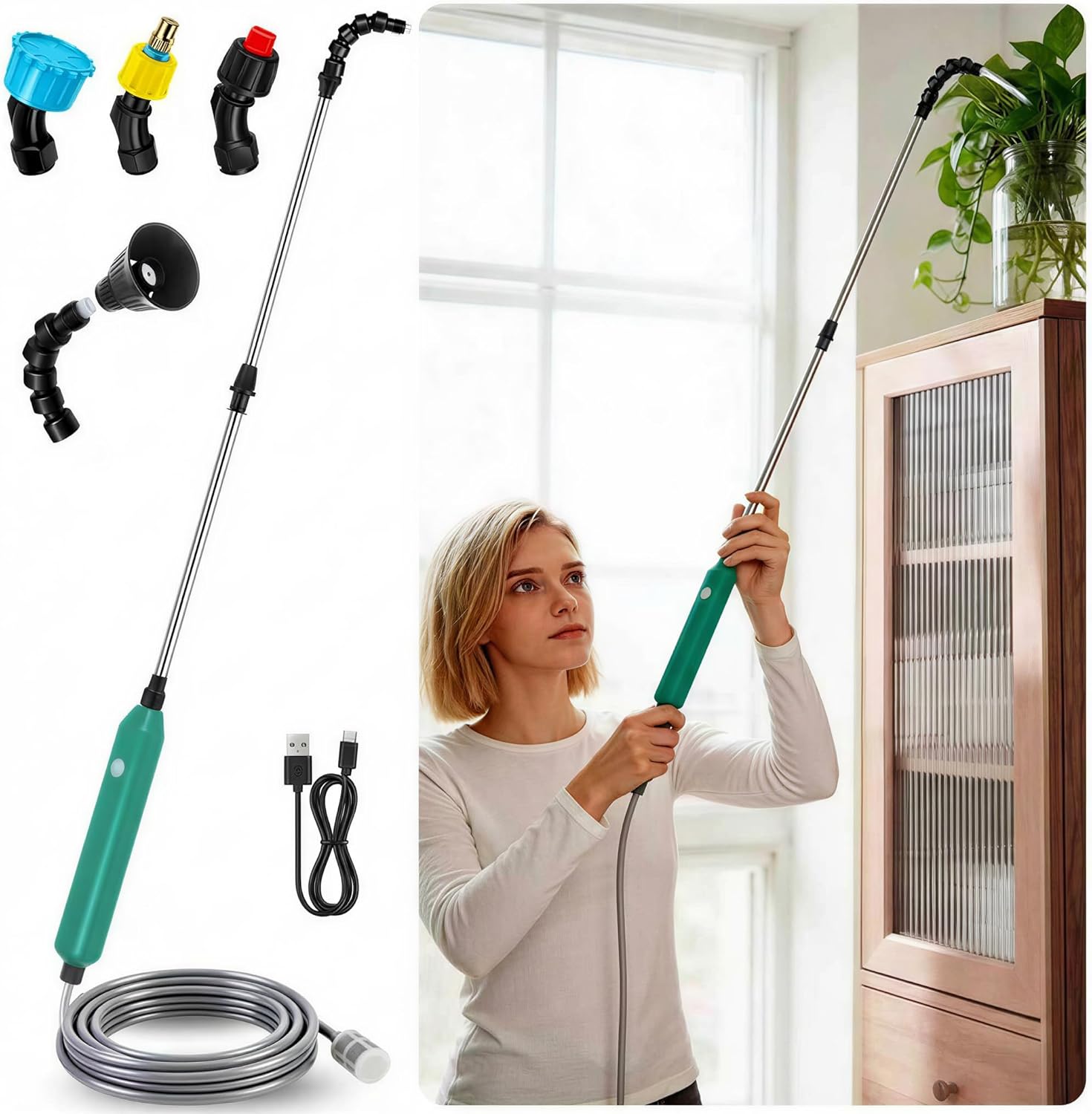 Electric High Reach Plant Waterer - Type C Wireless Hanging Plant Waterer