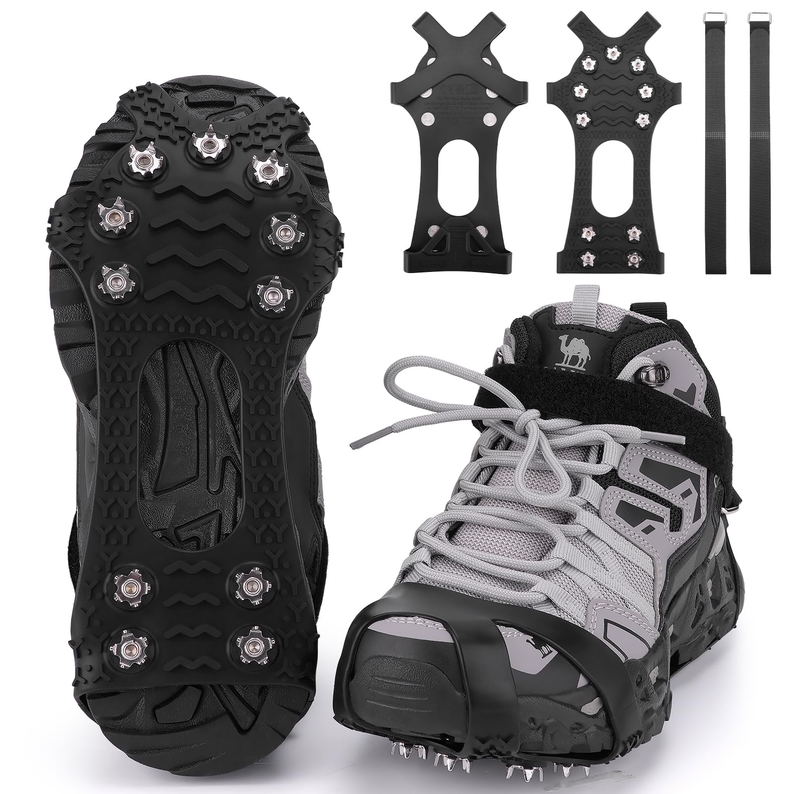 Trusiel Ice Snow Grips,Anti-Slip Shoes Ice Gripper 1 Pair Snow Walk Traction Cleats Winter Walker Traction Device for Walking on Ice Snow fit Snow & Ice Spikes Snow Traction Cleats Crampons