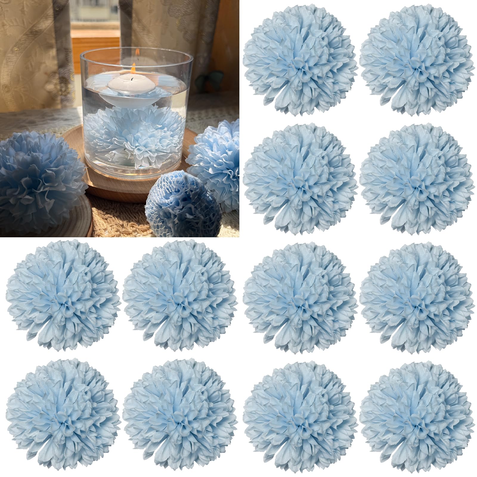 Fleurs artificielles flottantes bleu pour centres de table