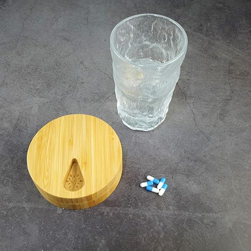 Miniatura 7 de Pastillero de madera de bambú para medicina, vitamina semanal, apto para artritis, 7 días, contenedor mediano, estuche de píldoras de viaje portátil