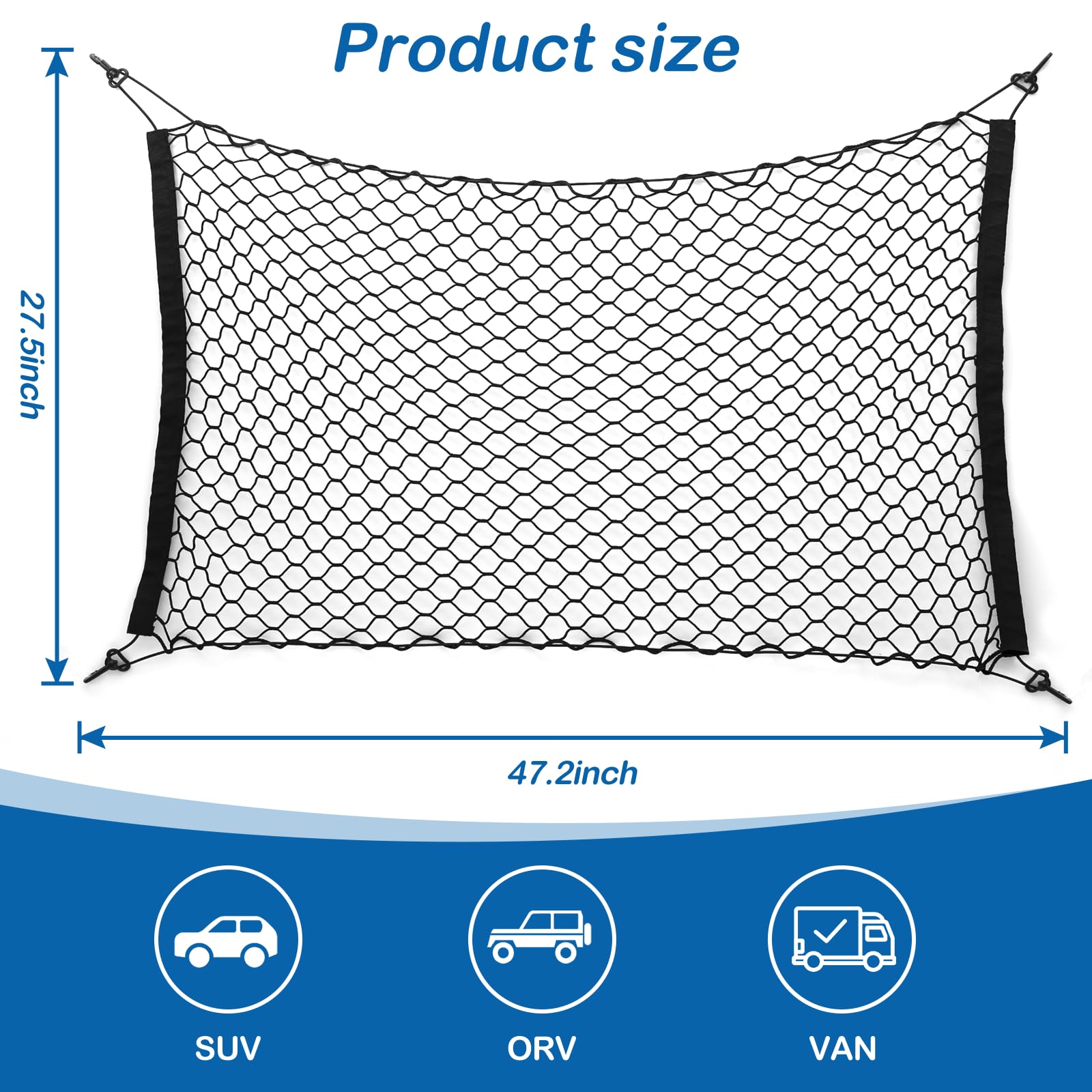 STARROAD-TIM 120X70CM Rete per Cani Auto Rete Divisoria Auto per Cani Domestici Barriera per Sedile Posteriore in Rete Divisoria per Auto con Corda e Gancio di Regolazione Adatto per Pick-up SUV