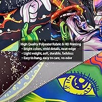 Vista 5 de AACKart Divertido tapiz de astronauta alienígena, tapiz de pared fresco con OVNI, nave espacial y galaxia/Vía Láctea, 59.1 x 51.2 pulgadas