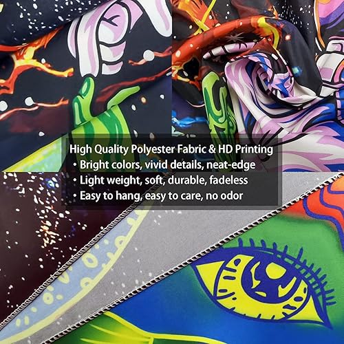 Miniatura 5 de AACKart Divertido tapiz de astronauta alienígena, tapiz de pared fresco con OVNI, nave espacial y galaxiaVía Láctea, 59.1 x 51.2 pulgadas