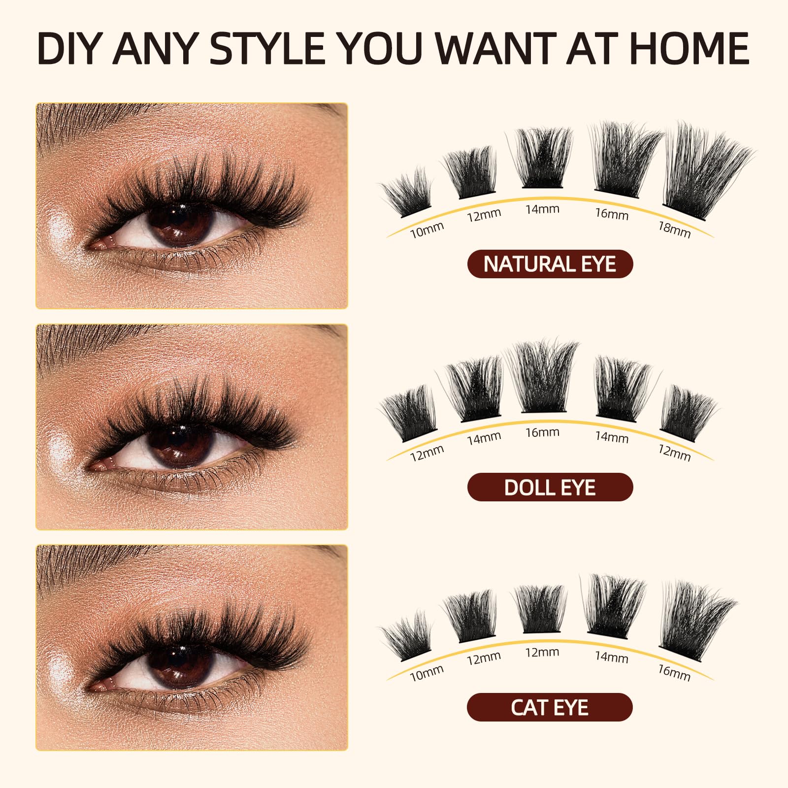 QUEWEL Lash Clusters 112 PCS Eyelash Clusters with Thin Band Cluster Lashes Natural Look Soft and Lightweight Cluster Eyelash Extensions for Beginner DIY Lash Extensions Use at Home (RMFD-03) - Image 3