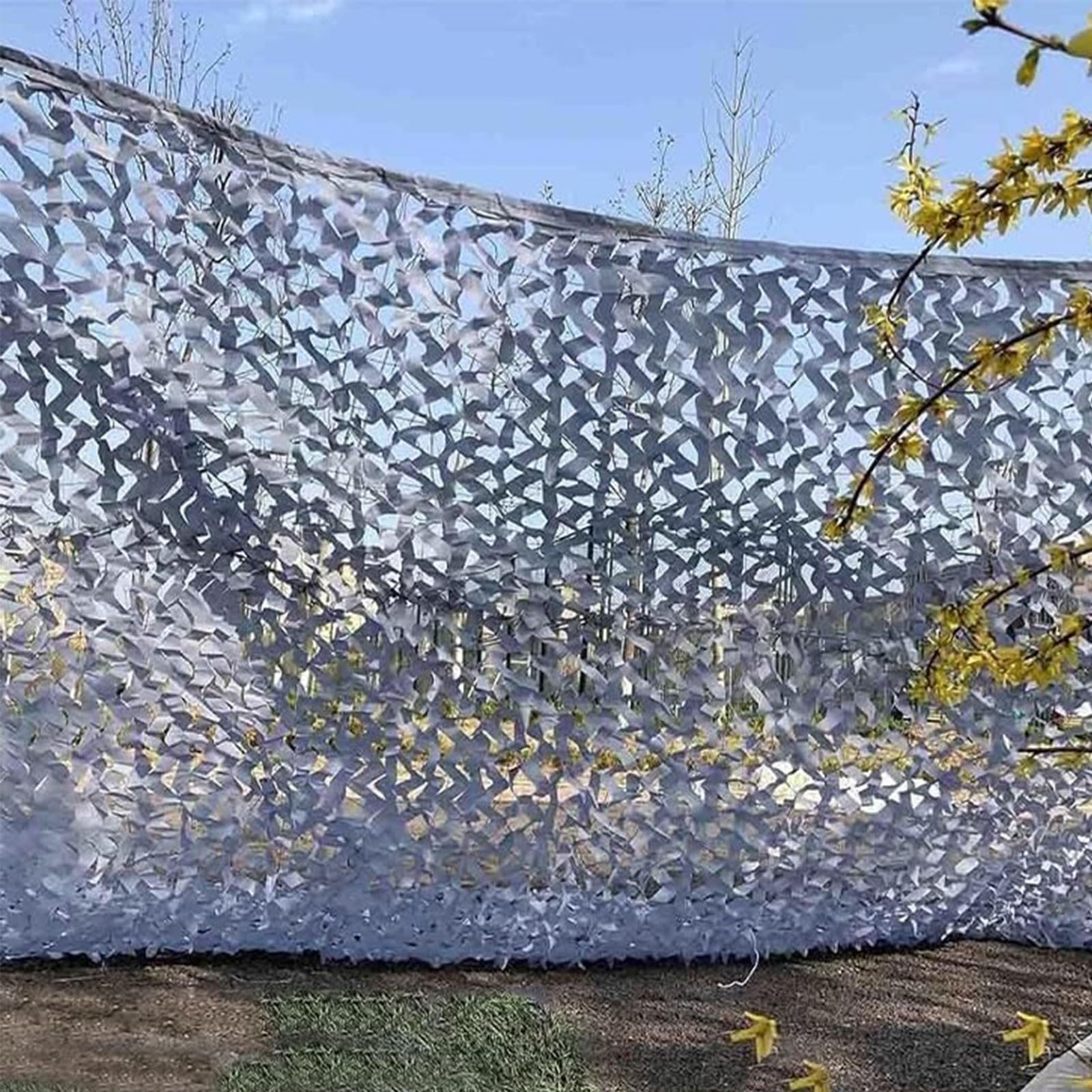 Camouflage Netz Grau, Outdoor Sonnenschutz Tarnnetz Army Camo Tarnung Net, 2x15m Partydekoration Camo Netz Sichtschutz Militär