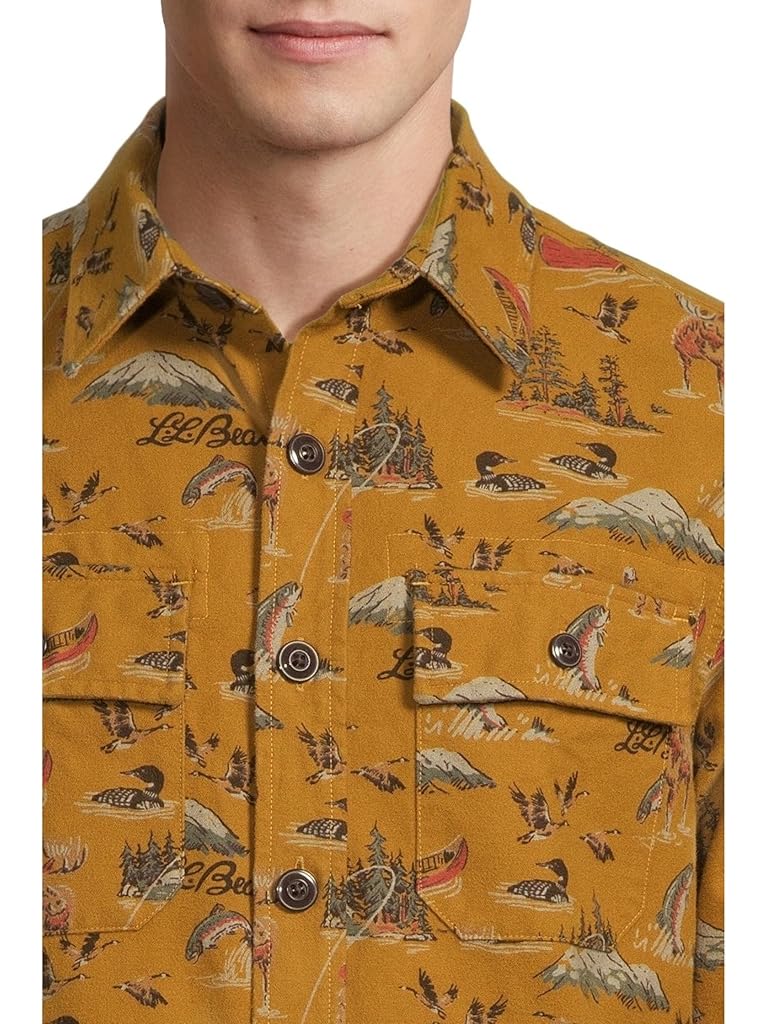Yellow L.L.Bean Signature 1933 Chamois Cloth Shirt Long-sleeve Pattern Regular