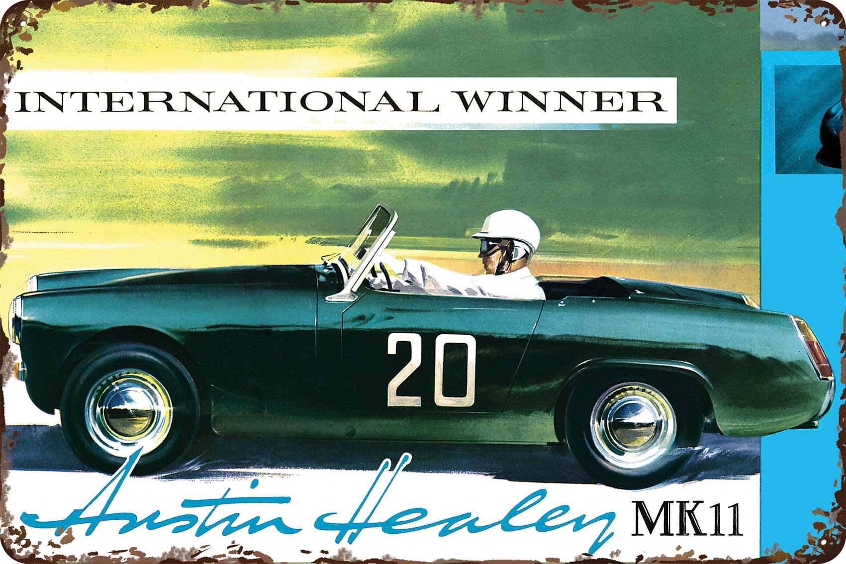 LUCKYLINDE Retro Blechschild passend für AUSTIN HEALEY Oldtimer Fans und Liebhaber, Werkstatt und Garagen Schild, 20 x 30 cm - MK11