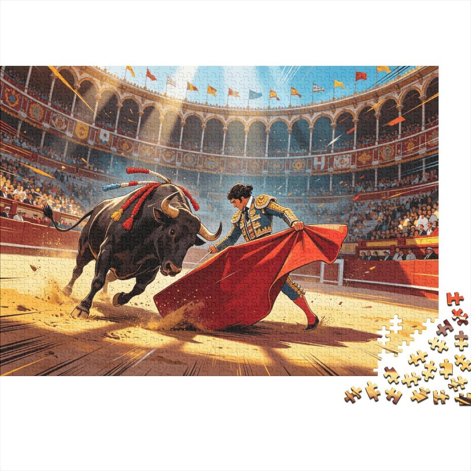 Plaza De Toros 1000 Piece Jigsaw Puzzle Recyclable Paper Bullfight Arena Senior Puzzles Party Game Props Great Gift Idea for Women And Men Both 38x26cm/1000pcs