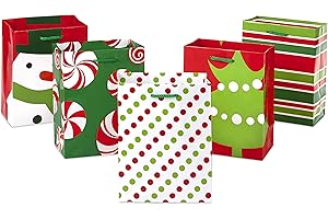 Assortment of 6" Hallmark Gift Card Christmas Bags (Pack of 5, Small)