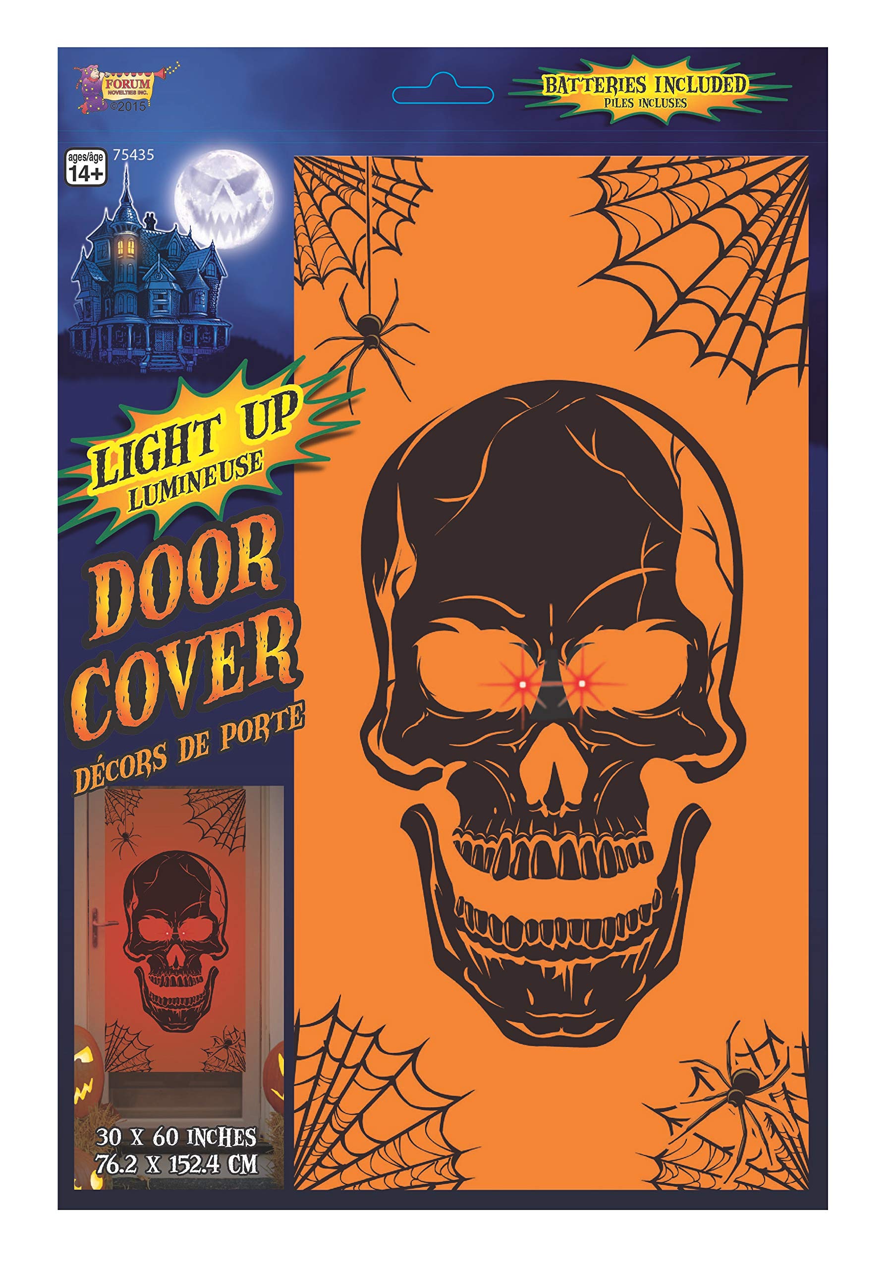 Forum Novelties Light-Up Skull Door Cover, 30 x 60", Orange