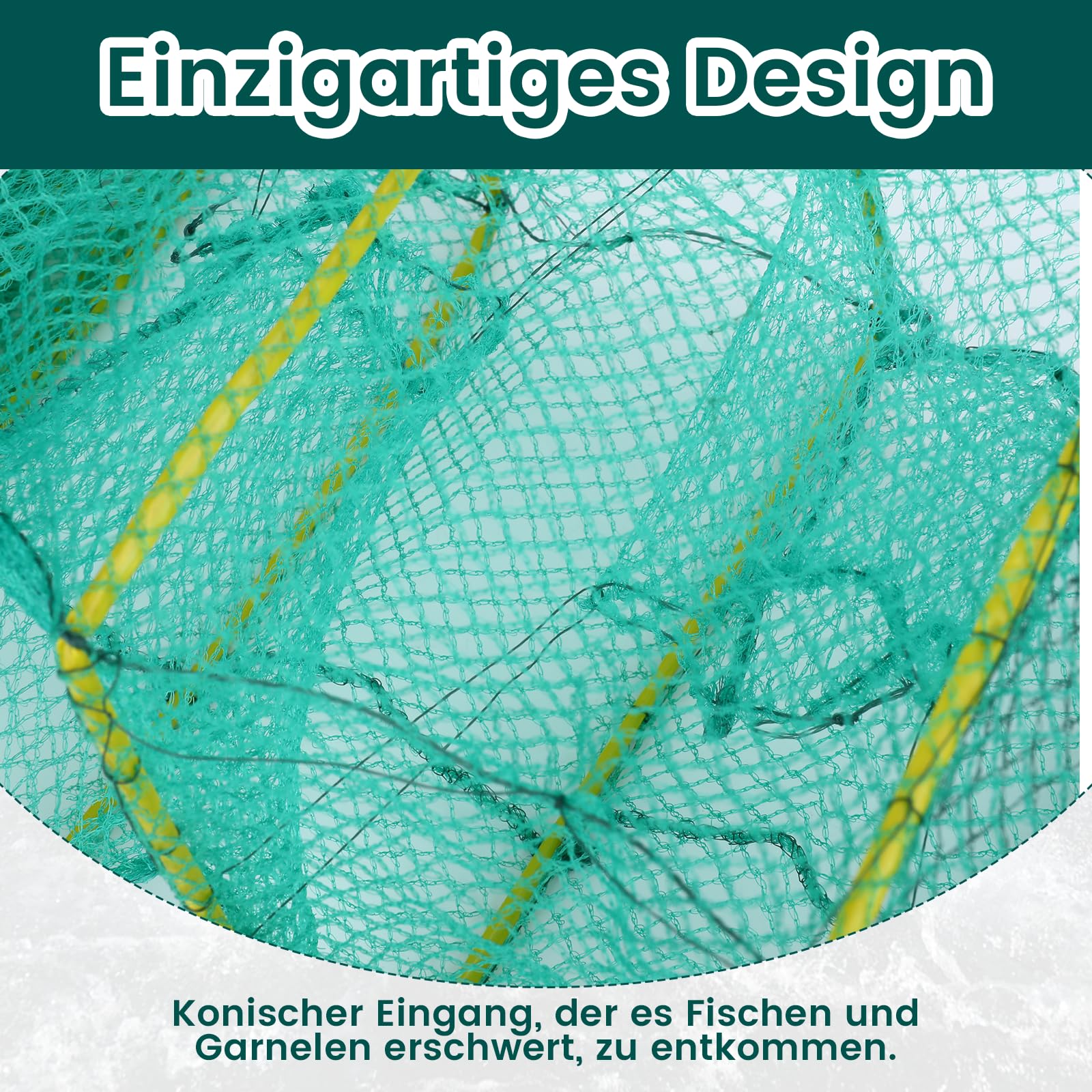 Fischreuse Faltbare Krebsreuse Set,Aalreuse mit Fischernetz, Praktische Reuse Fisch, Kescher Angeln für Teich, Fluss, See zum Fangen von Aalen, Krebschen, Garnelen, Kleinfischen