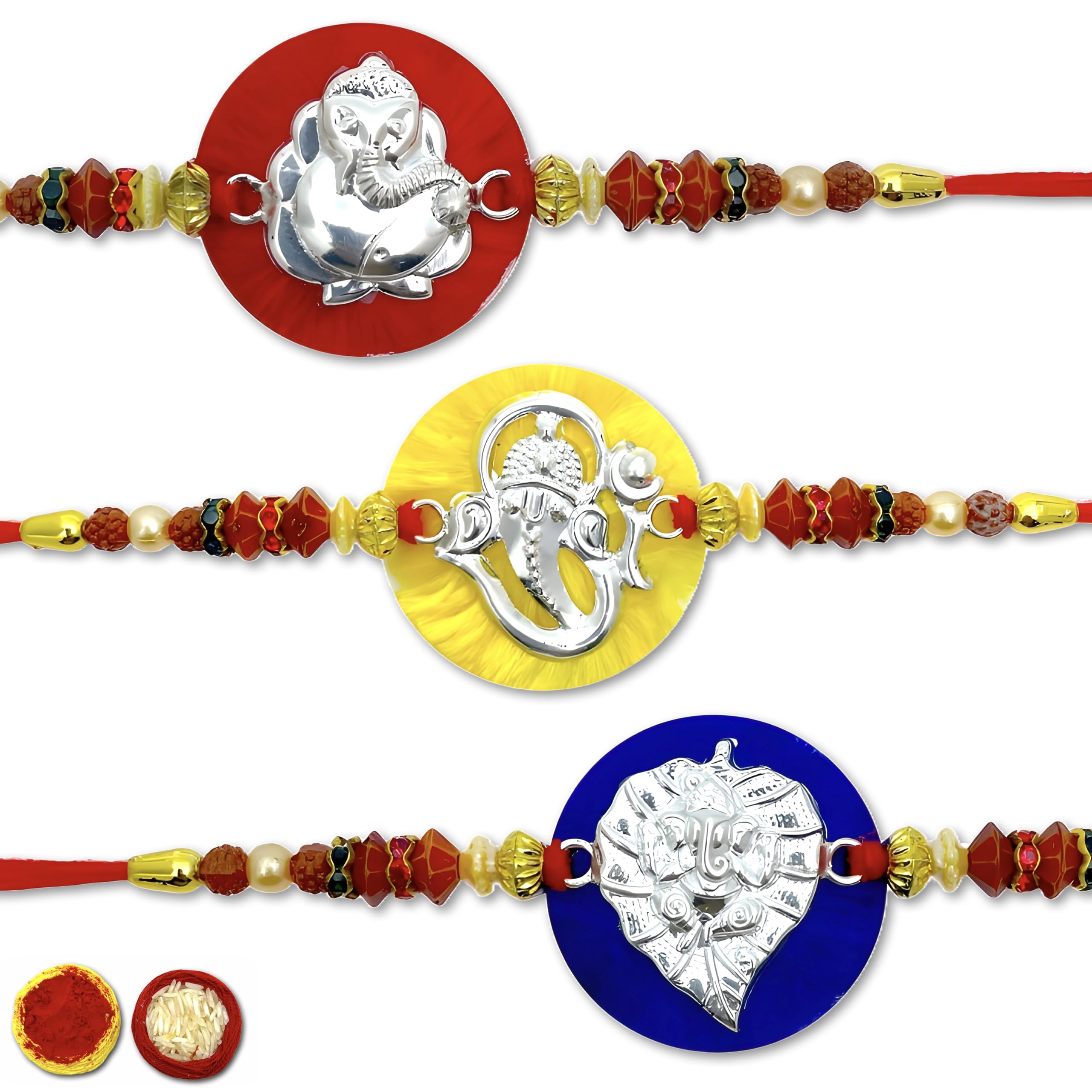 Silver Rakhi | Pure 92.50% Silver Rakhi for Brothers | Combination of 3 Silver Rakhi with Certificate of Authenticity-picture-28