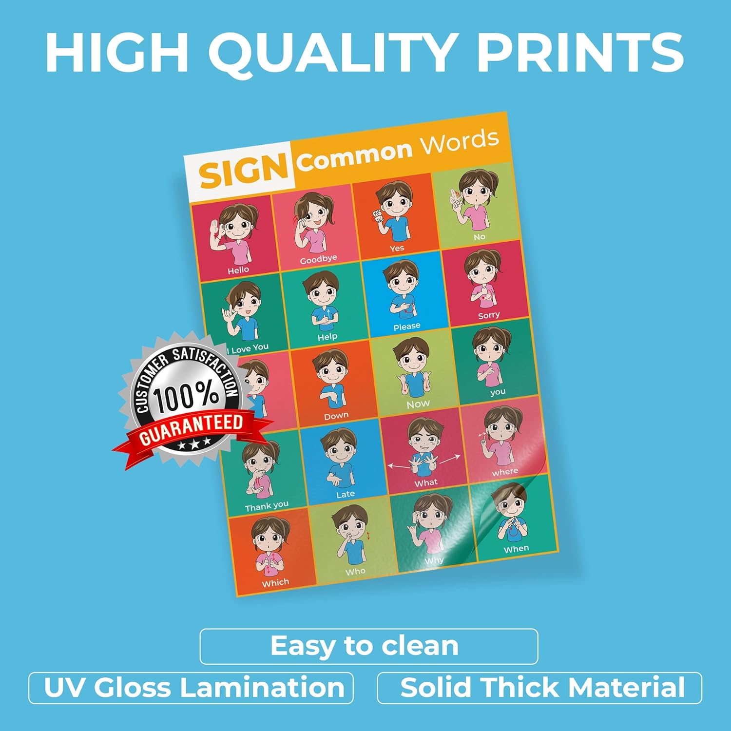 Buy 9 ASL American Sign Language Posters Glossy Laminated Educational