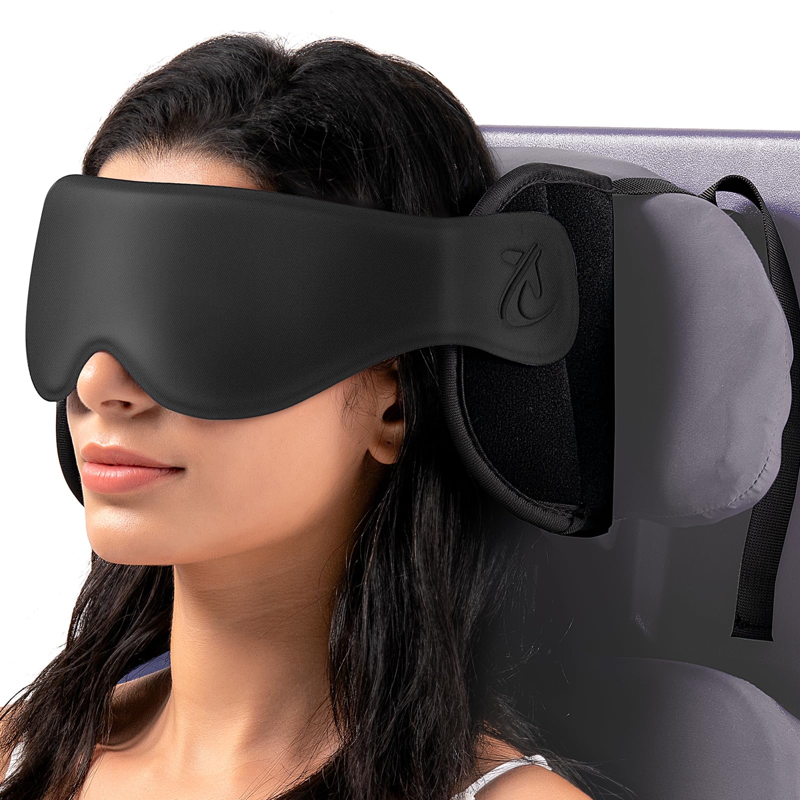 SARISUN Cuscino Da Viaggio, Cuscino Viaggio Per AUTO Con Mascherina 3D Per Dormire Cinghia Di Supporto Per La Testa 360°, Car Travel Pillow, Accessori Essenziali Per Viaggi Su Strada Nero