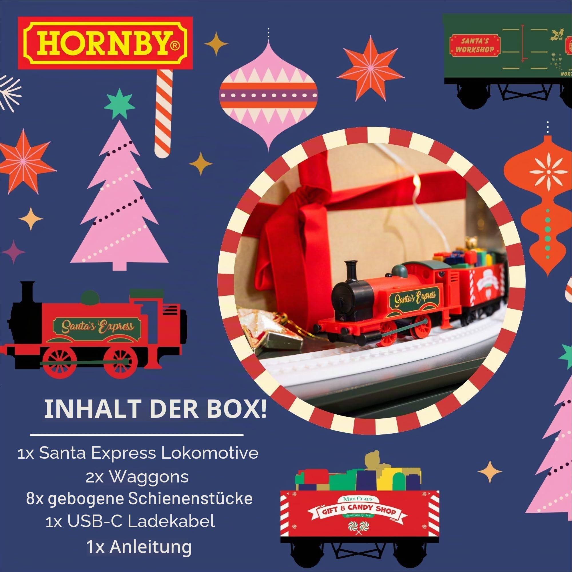 Hornby - R9363M Santa’s Express Akku-Zugset, Rot/Grün