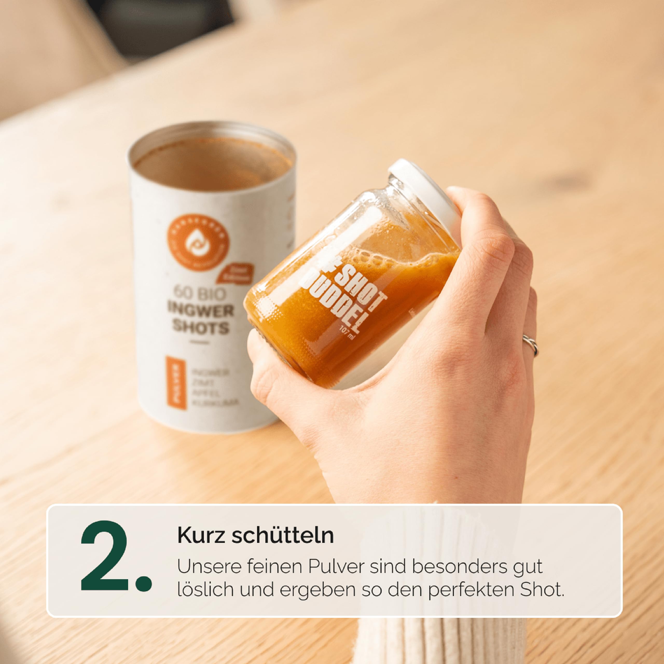 Hansegrün - Kennlernset Ingwer Shots (180 Stk.) - Veganes Superfood-Pulver für Immungsystem¹ & Energiestoffwechsel³ - Kurkuma, Zitronenschale & Acerola - 100% echte Zutaten zur täglichen Zubereitung