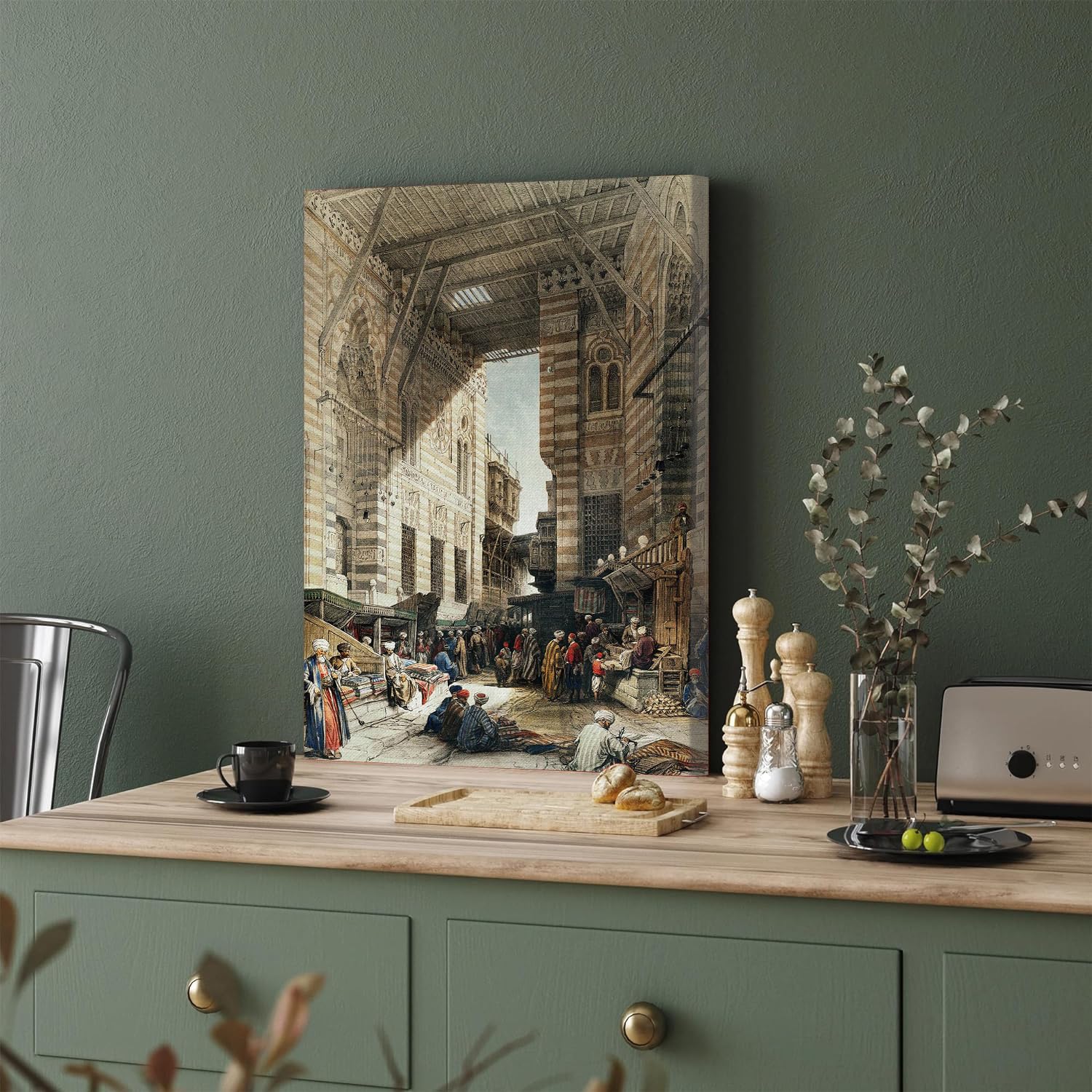 GADGETS WRAP Canvas Gallery Wrap Framed for Home Office Studio Living Room Decoration (11x17inch) - Bazaar Of The Silk Mercers Cairo