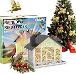 FlowaFoli Bird Feeder House pour l'extérieur, décoratif gros Bird Fowerers pour les extérieurs avec des panneaux en acrylique arc-en-ciel, cadeau idéal pour BirdLovers pour attirer des amis en feutre Année-Round