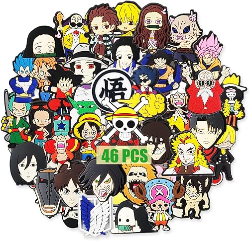 Paquete de 46 dijes de cocodrilo de anime, pines de cocodrilo de anime, bonitos dijes de cocodrilo para adolescentes, niños y niñas, accesorios de