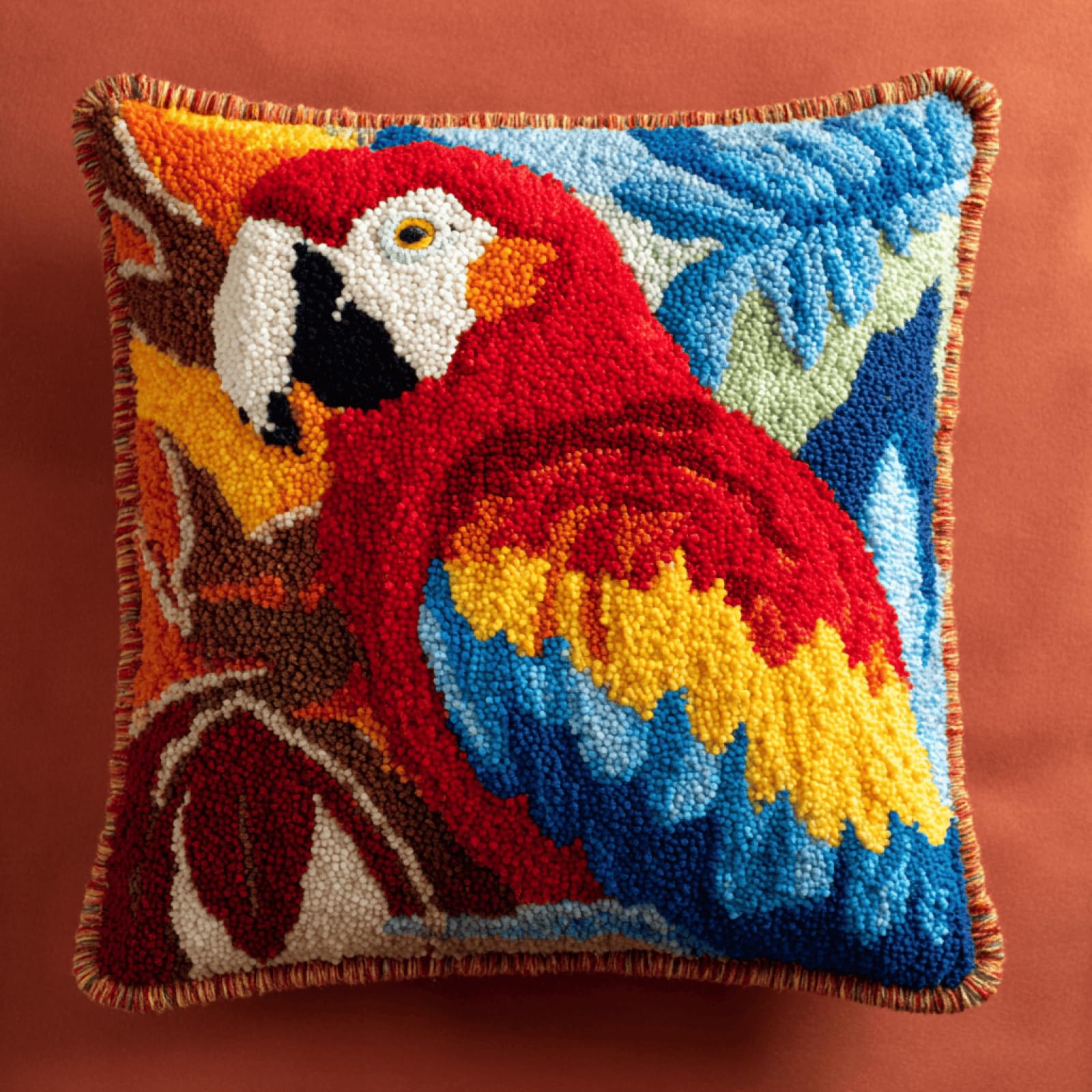kitphoenix Latch Hook Cushion Kit for Adults Parrot