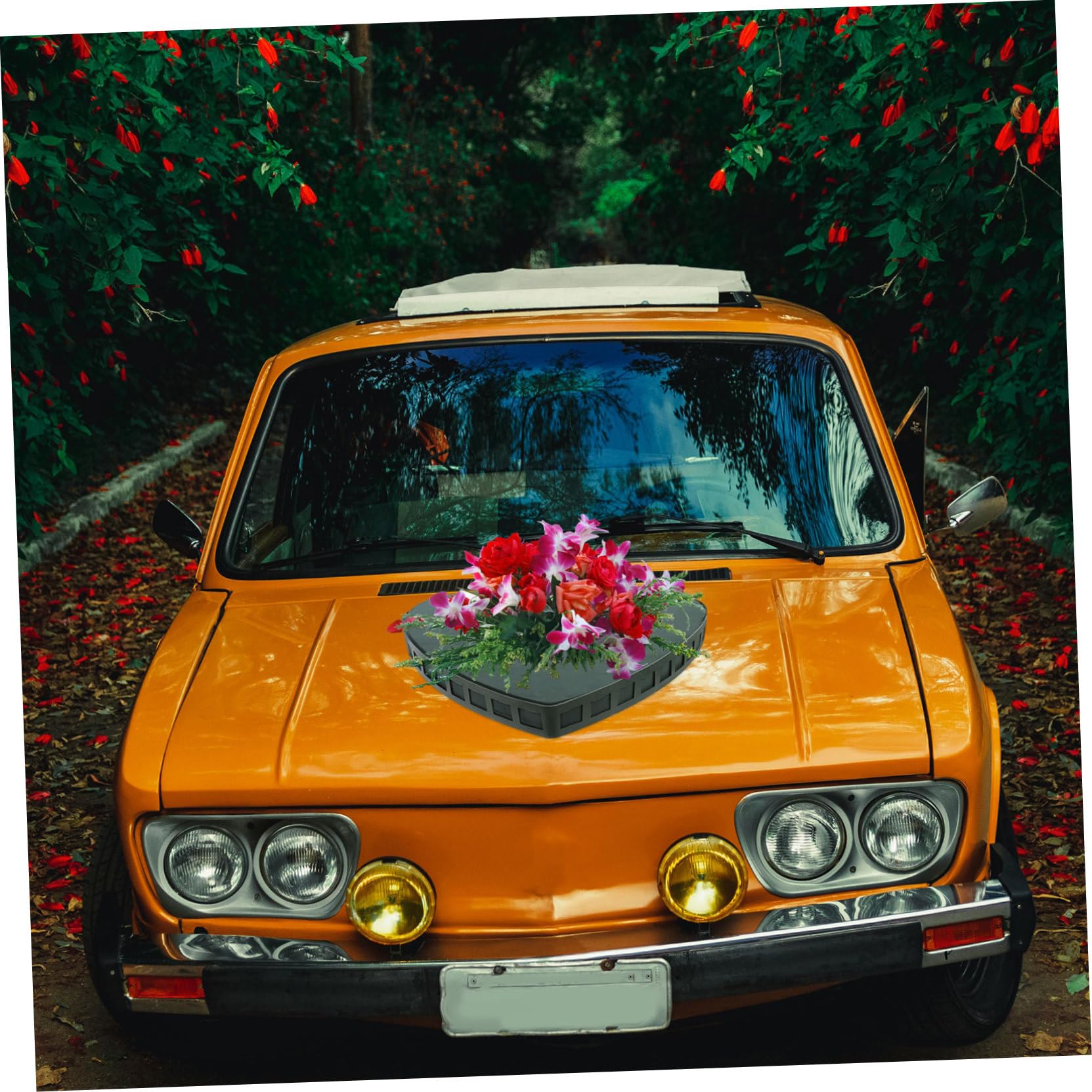 SHINEOFI Herzförmige Blumenschale für Hochzeitsauto mit Saugnapf, Grün | Kunststoff Pp, Leicht und Auslaufsicher, Super Large Format, für Hochzeit und Zuhause