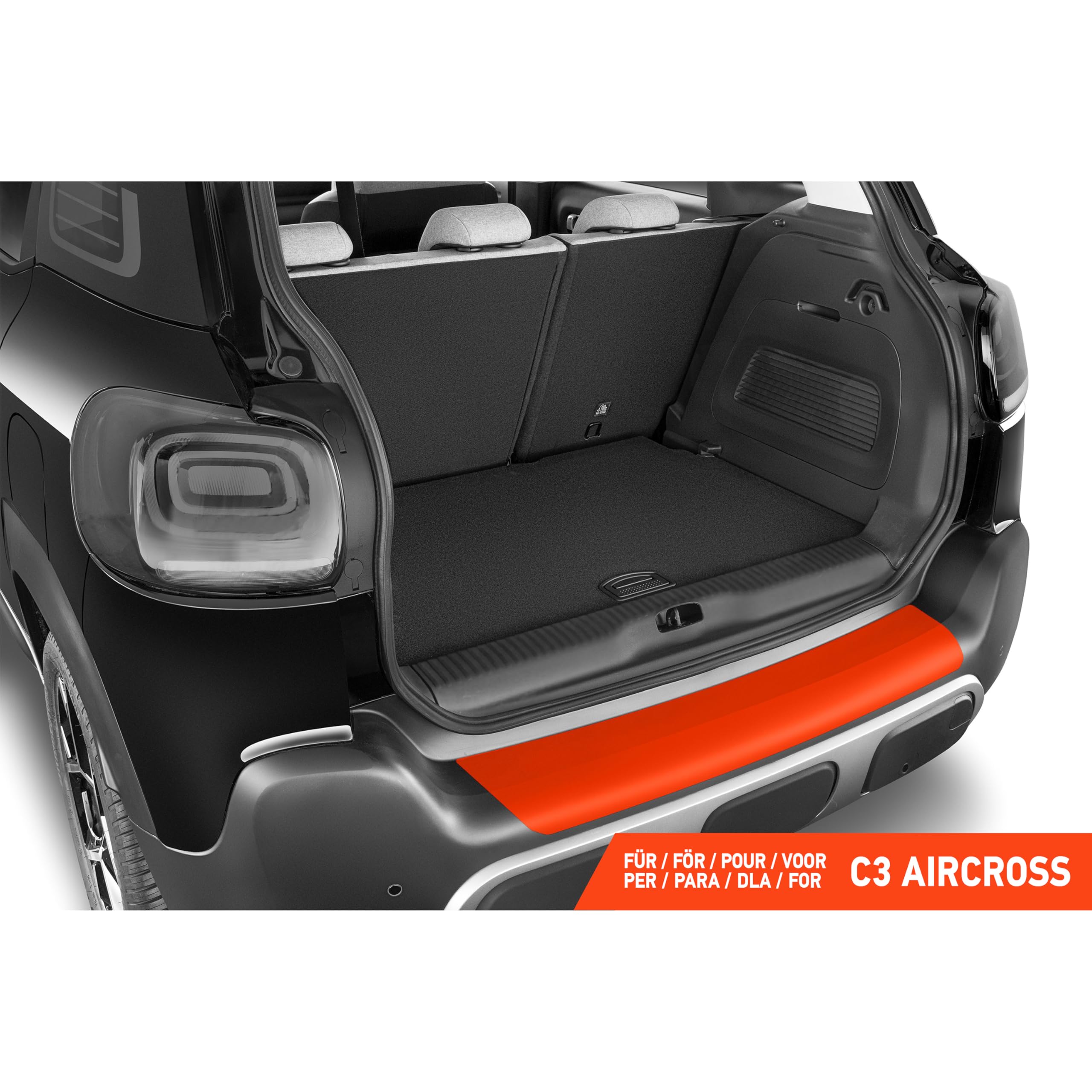 Luxshield Film Protection Seuil de Coffre Voiture pour Citroën C3 Aircross 2 (II) I 2017-2026 Pare Choc Arriere - Carbone Noir