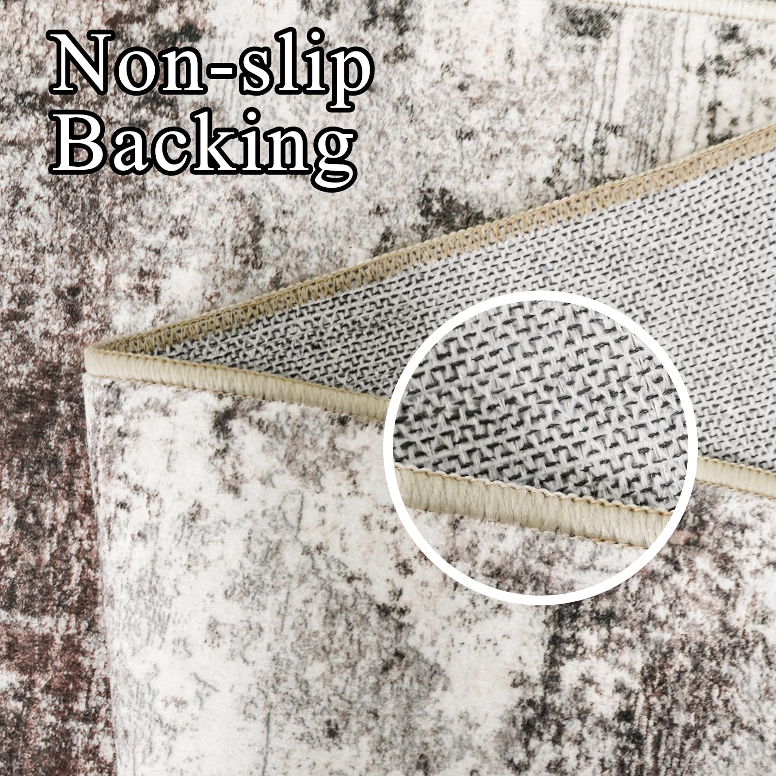 RUUGME 10X14 Abstract Area Rug:Large Washable Living Room Rug Indoor Non Slip Carpet for Bedroom Soft Foldable Stain Resistant Distressed Thin Rug for Dining Room Kitchen 10X14 Brick/Brown/Beige 10' x 14' (Rectangular) Brick/Brown/Beige: 10' x 14' (Rectangular) Brick/Brown/Beige