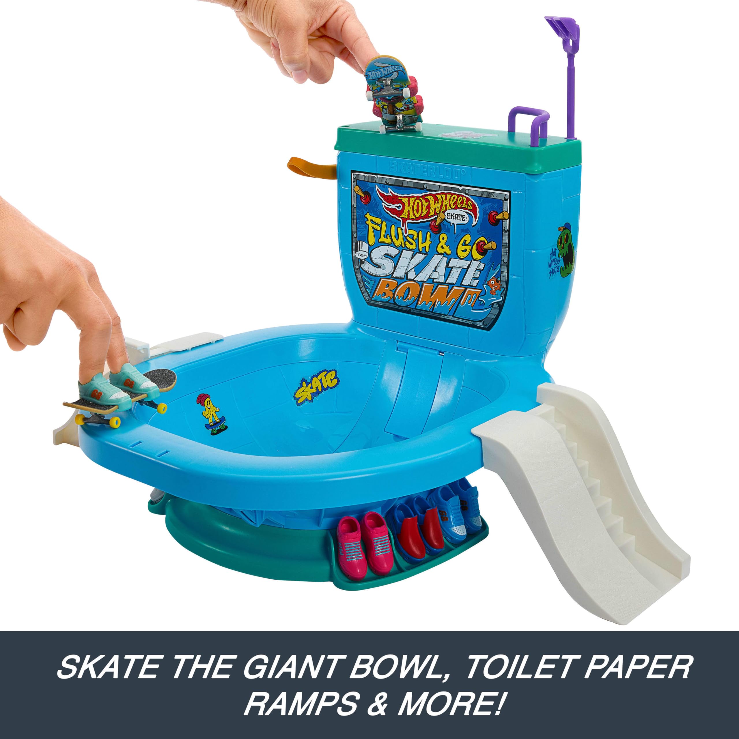 Toilet pepar skeate board 限定 Amazon.com: Bundle of Hot Wheels Fingerboard Toilet Bowl Flush