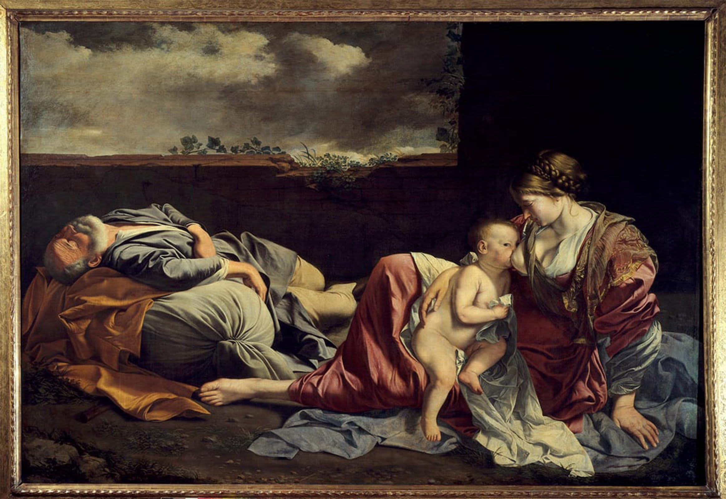POSTERIIk Vintage Print Pop Art Landscape Artwork the Rest of the Holy Family During the Flight to Egypt by Orazio Gentileschi Art Prints for Office Home Decor 60x90cm