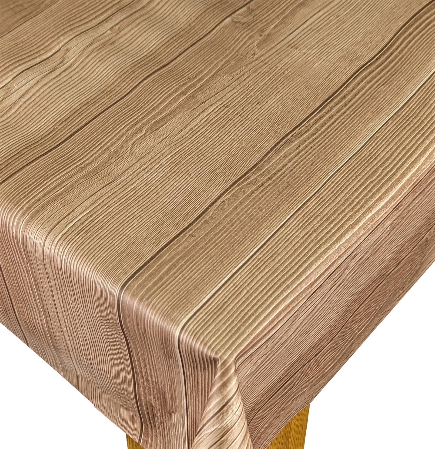 Karina Home Amber Wood Effect Plank PVC Oilcloth Wipe Clean Tablecloth (Brown, 120 x 120cm)