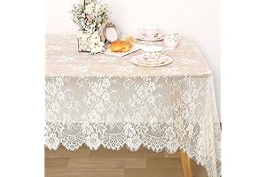 QueenDream Ivory Lace Overlay Tablecloth: 60x20 Inch