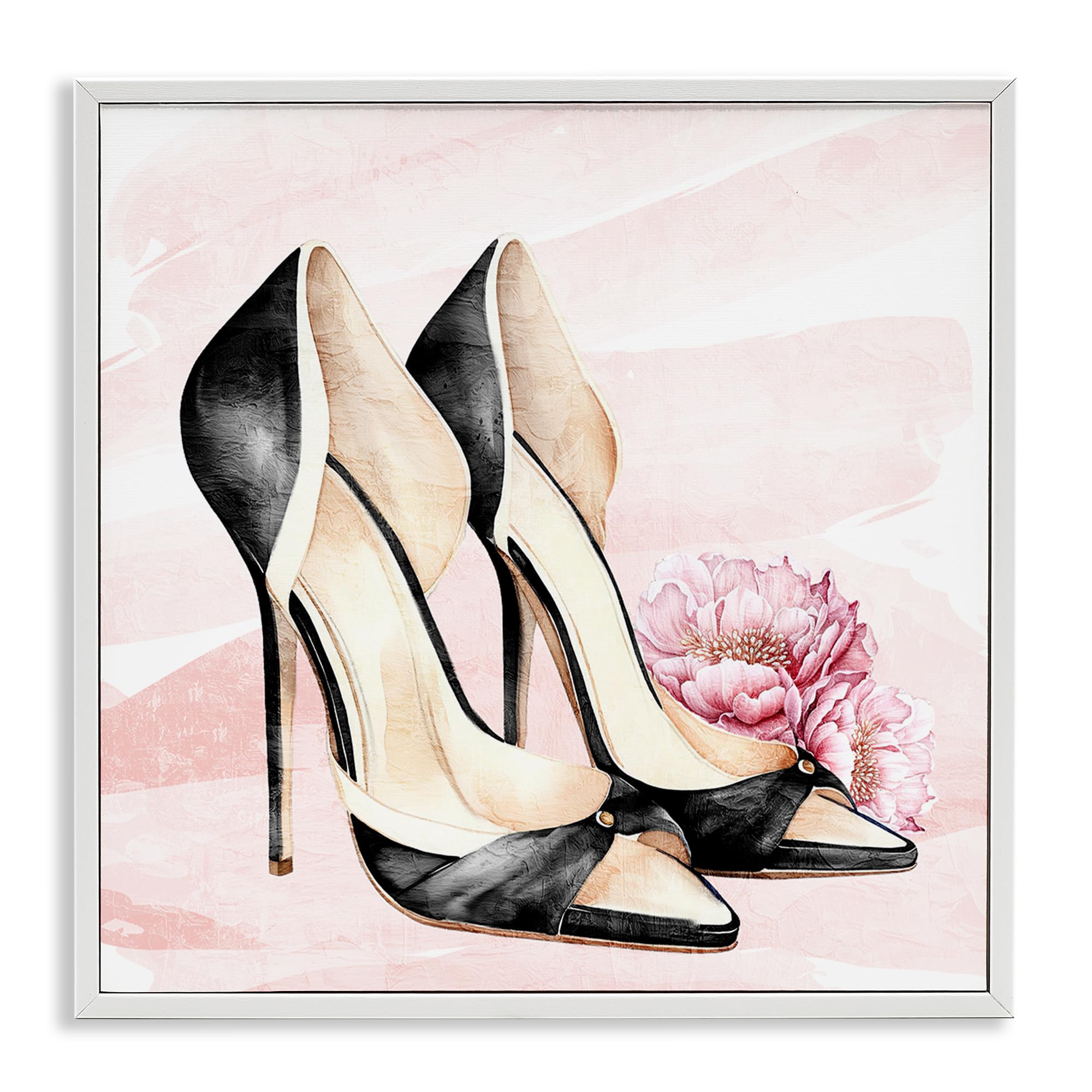 Stupell Industries 'Blush Glam Time Shoes', Framed Giclee Art, White, 17 x 17 Inches, Easy to Hang and Sturdy, Made in USA, by Kim Allen