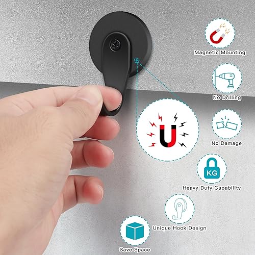 Vista 29 de FYY Percha magnética para corona, paquete de 2 imanes resistentes con gancho para refrigerador, ganchos magnéticos para decoración de Navidad