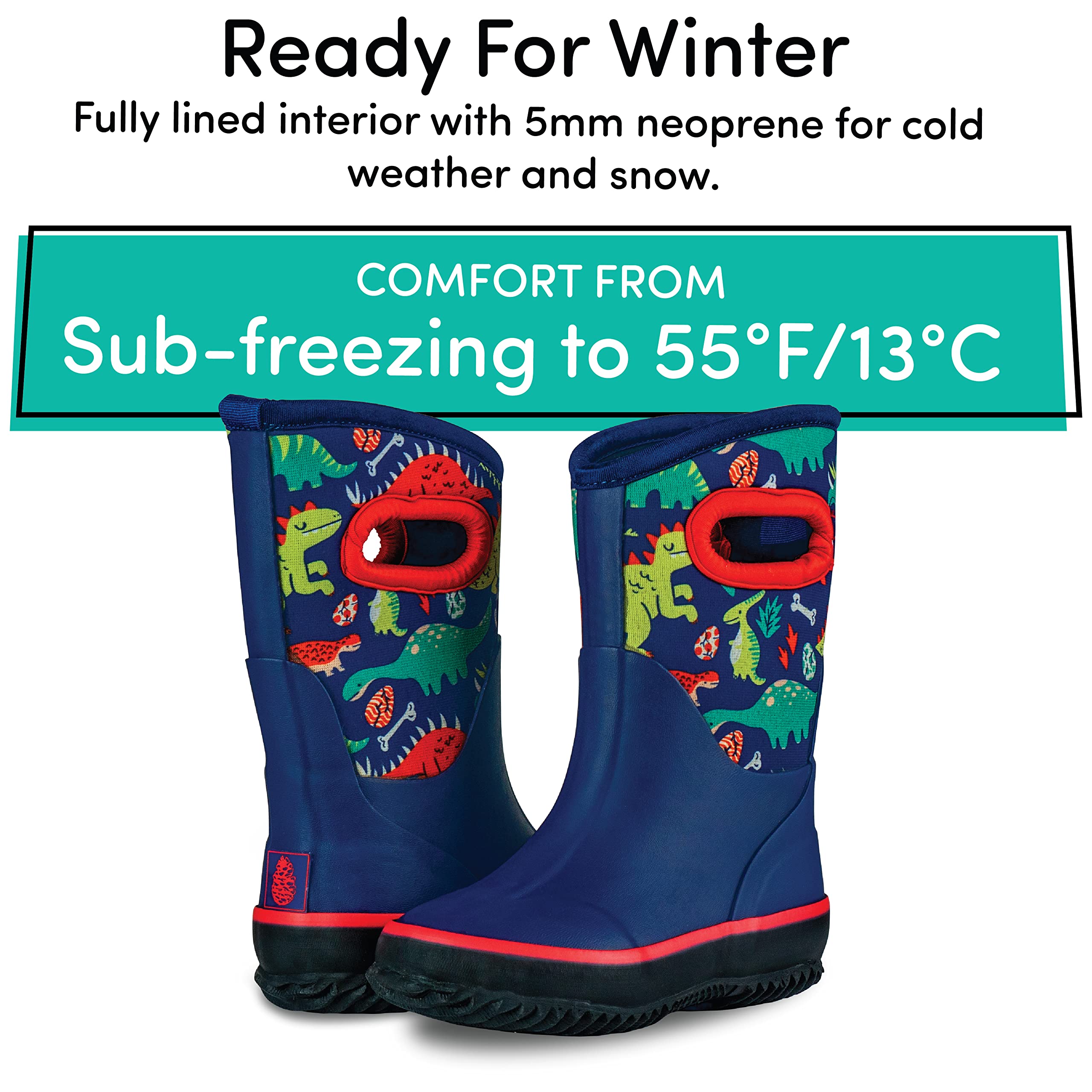 Lone Cone Insulating All Weather Kids Mud Boots for Boys & Girls - Waterproof Toddler Snow Boots - Warm Neoprene Boots for Kids - Warm Kids Muck Boots