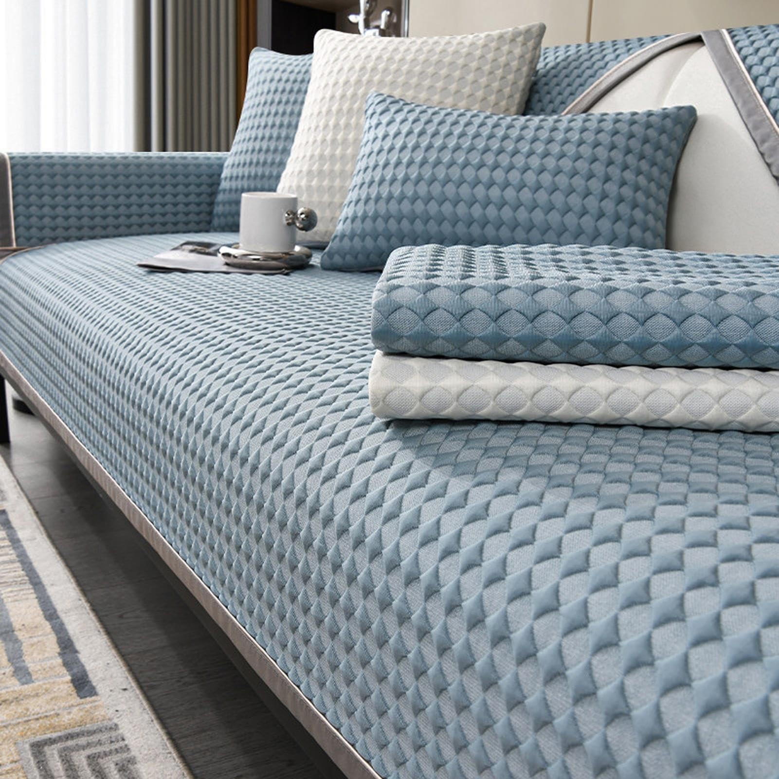 Sofa Cover, Housse de Canapé D'angle, Protection Canape Chat Anti Griffe,housse canape D'angles 4/3/2/1 Places,Protecteur de Meubles pour Canapés d'angle et Canapé Modulable(Blue,110*180cm)
