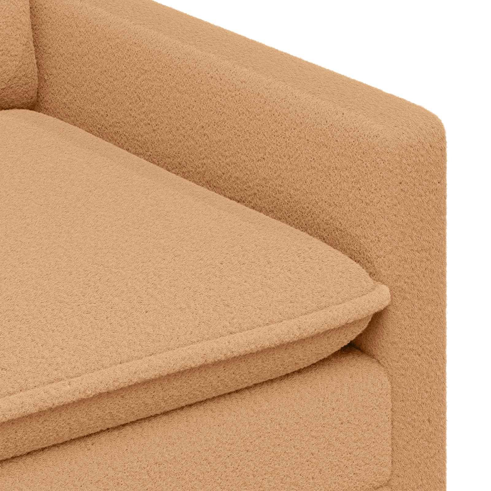 Divano in Tessuto Beige 126 x 81 x 87,5 cm con Struttura in Metallo, Fodera Removibile, Posti 2, Design Moderno per Soggiorno Ufficio e Angoli Lettura